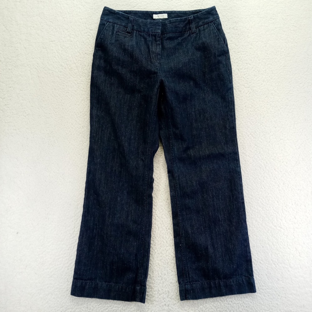VAN HEUSEN Women's Dark Wash Denim Wide Leg‎ Cropped Pants Size 8 SHORT